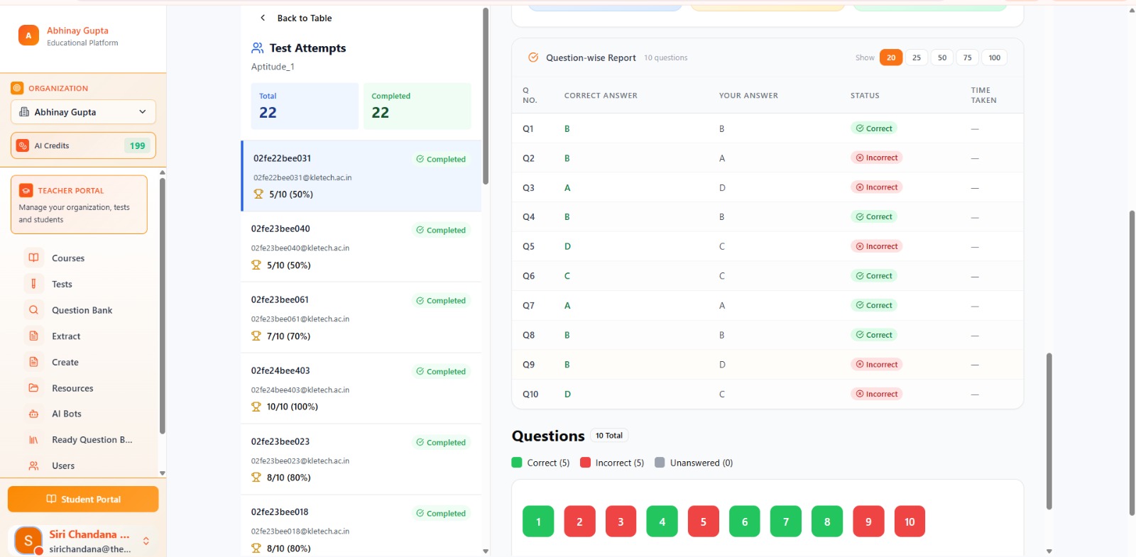 Advanced Analytics interface